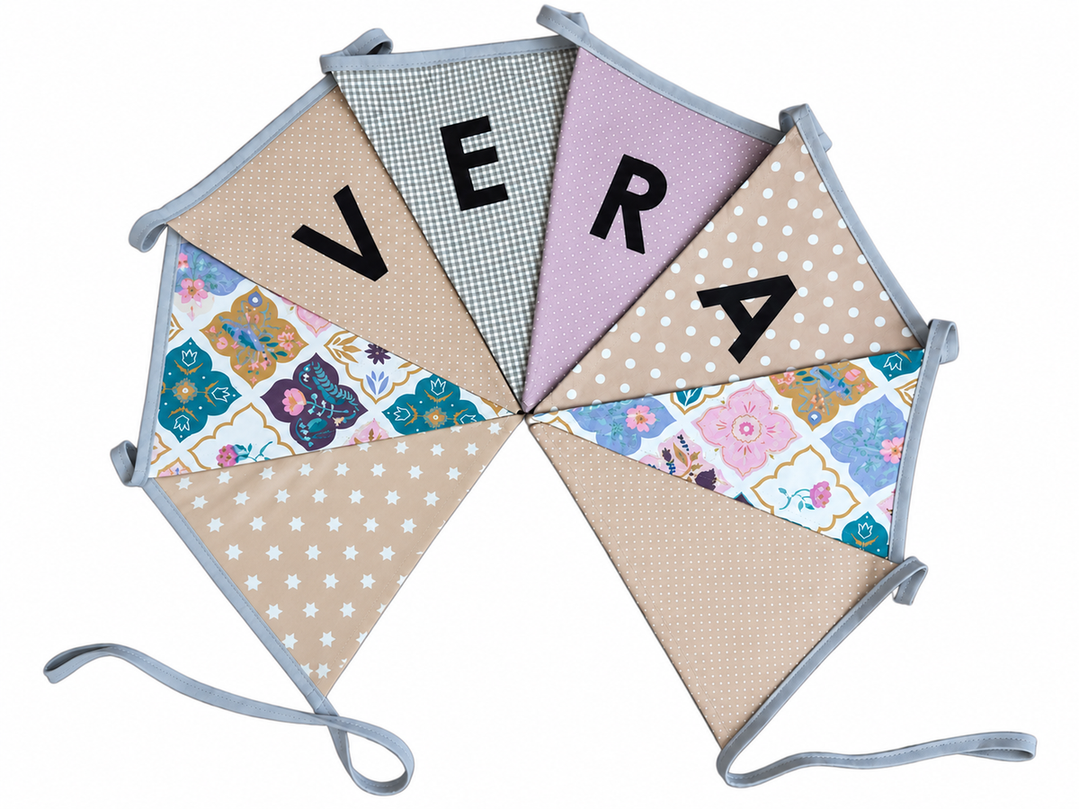 Vlaggetjes met naam: ontwerp Vera Pastelkleurig