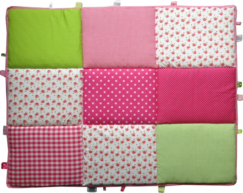 Boxkleed Bloemetjes Roze groen - boxkleed