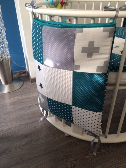 Boxkleed Petrol grijze plus - boxkleed