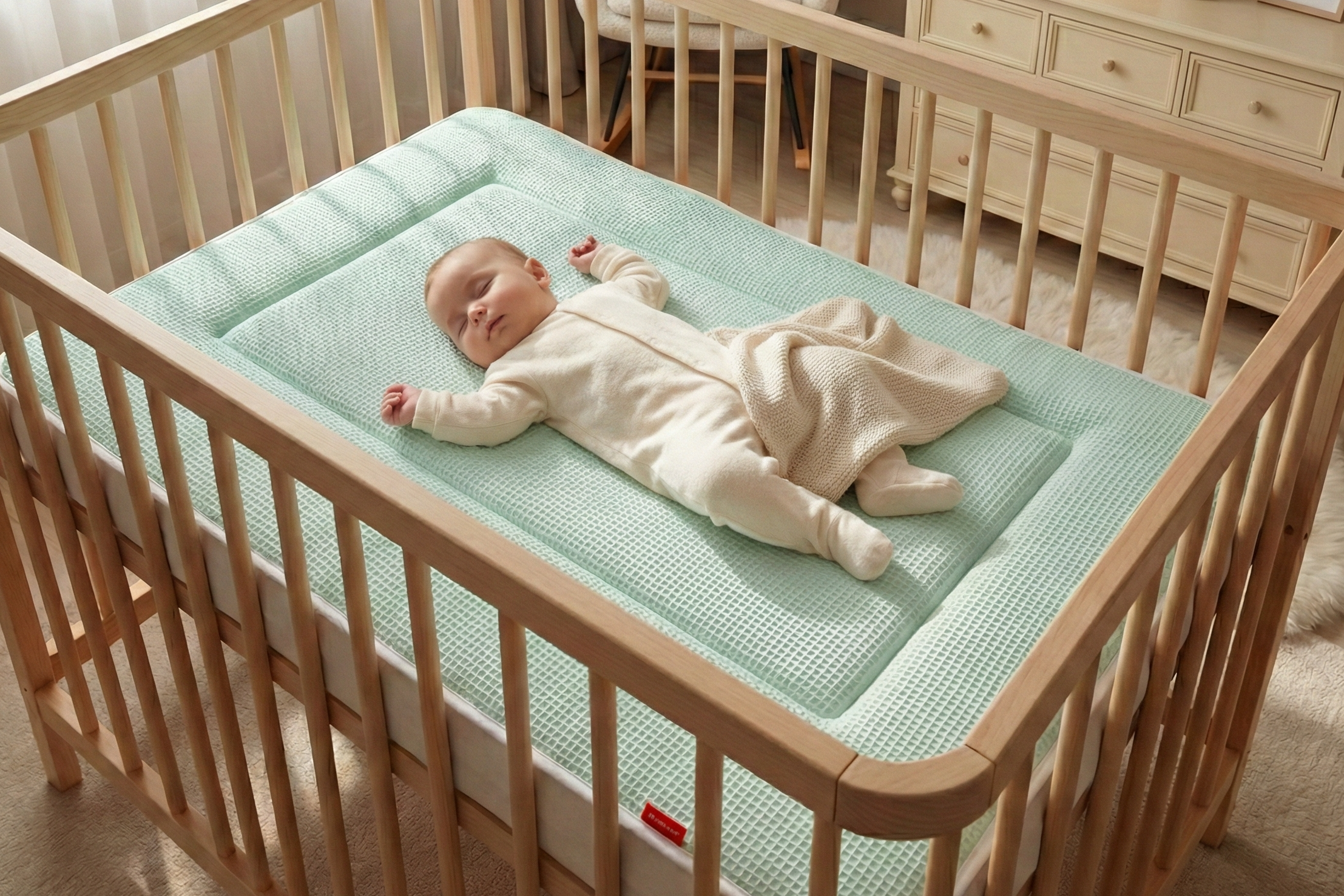 Boxkleed Wafelstof Mintgroen - boxkleed