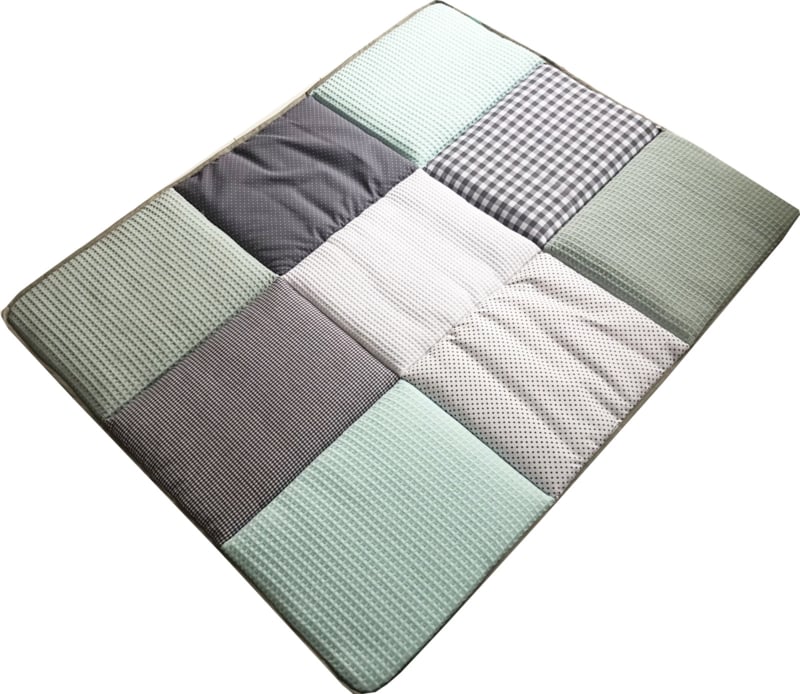 Boxkleed Zeegroen - Poedergroen met grijs en mintgroen - boxkleed