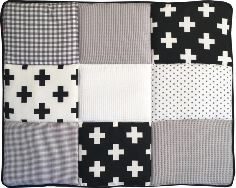 Boxkleed Zwart Wit Grijs Wafel - boxkleed