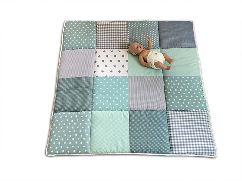 Speelmat foam auto speelmat speelmat kinderen speelmat groot Zeegroen Poedergroen Sterren