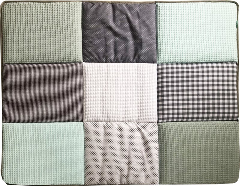 Boxkleed 70x90 75x90 75x95 80x80 80x100 100x100 Rond 90/95 cm Zeegroen - Poedergroen met grijs en mintgroen