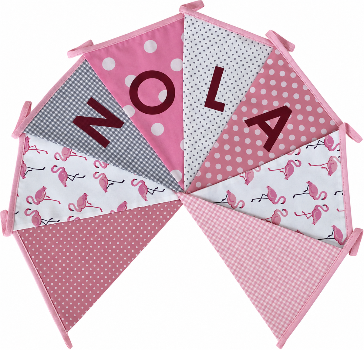 Vlaggetjes met naam: ontwerp Nola Flamingo