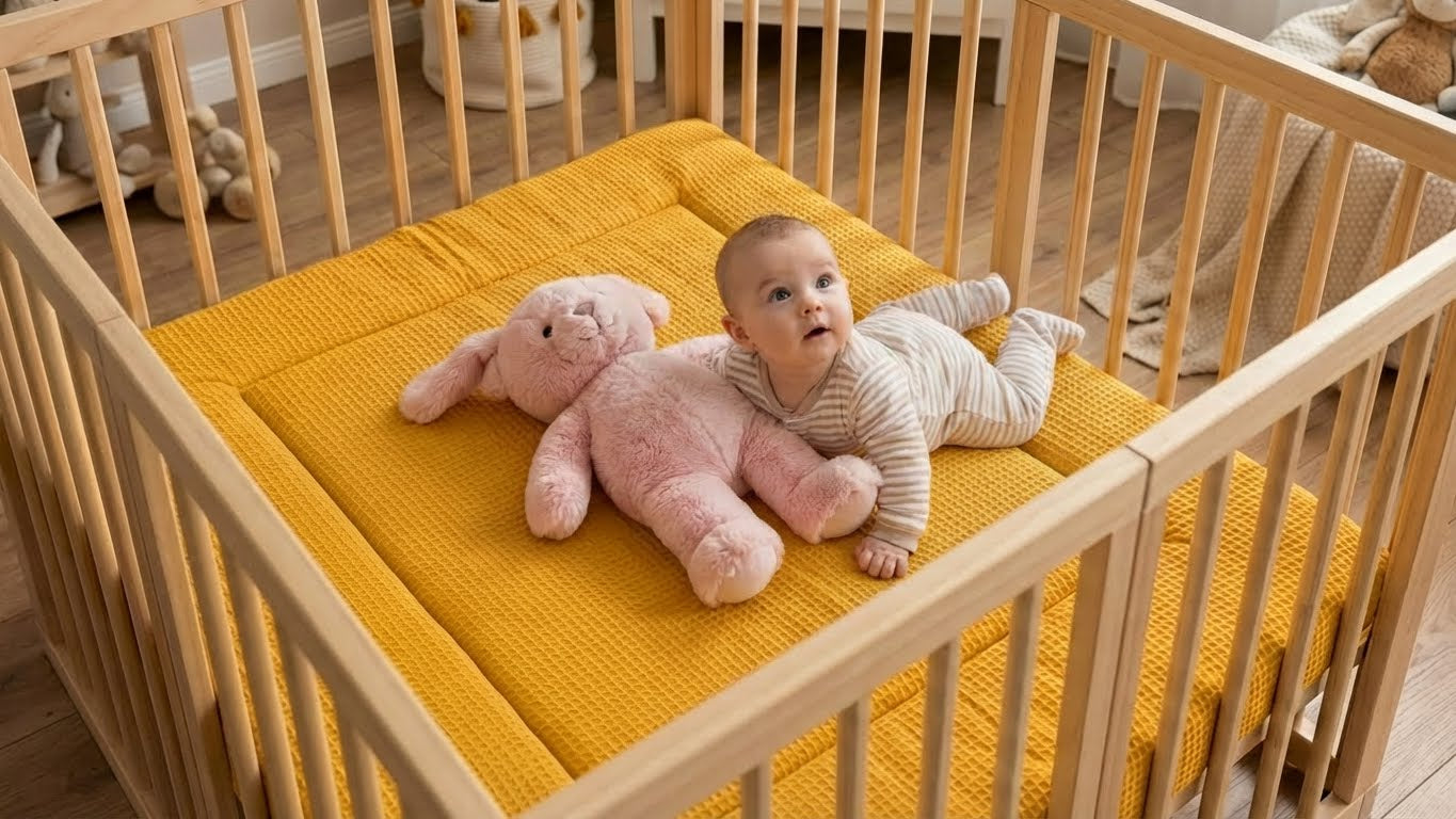 Boxkleed Wafel Okergeel - boxkleed