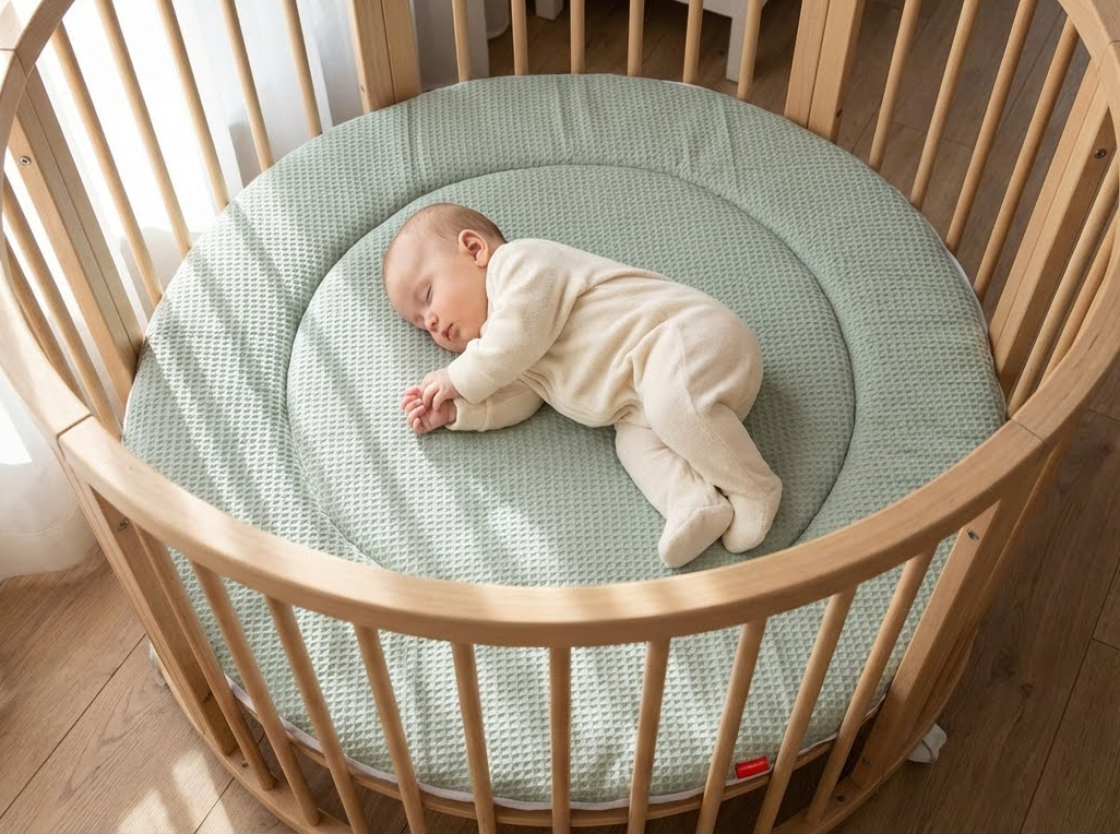 Boxkleed Wafelstof Zeegroen - boxkleed