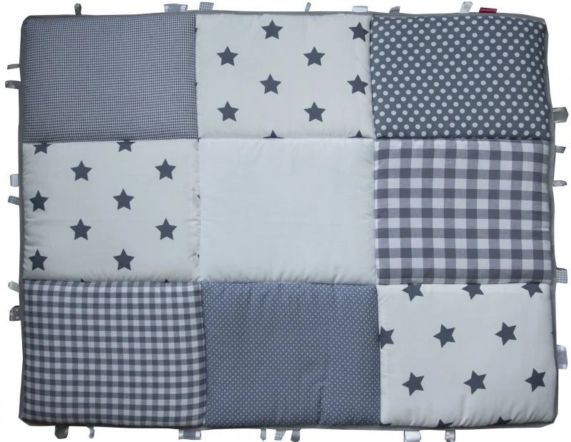 Boxkleed Wit Grijze Sterren - boxkleed