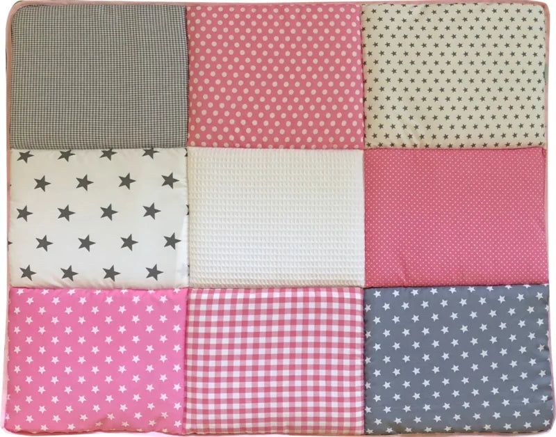 Boxkleed Zachtroze sterren met grijs - boxkleed