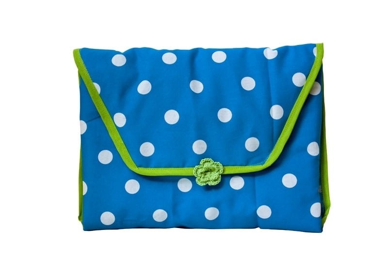 Verschoonmatje Blauwe stippen met groen