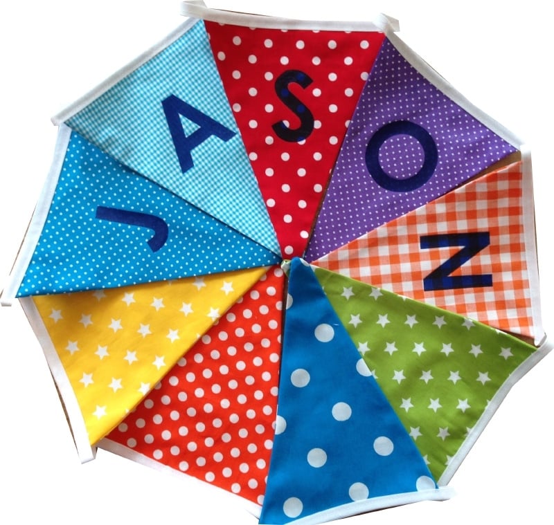 Vlaggetjes met naam: ontwerp Jason