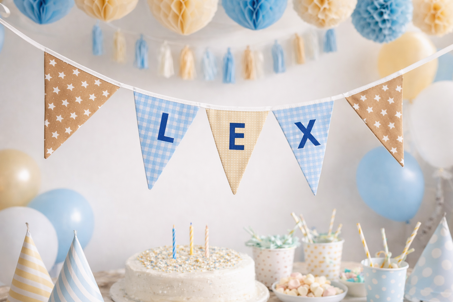 Vlaggetjes met naam: ontwerp Lex